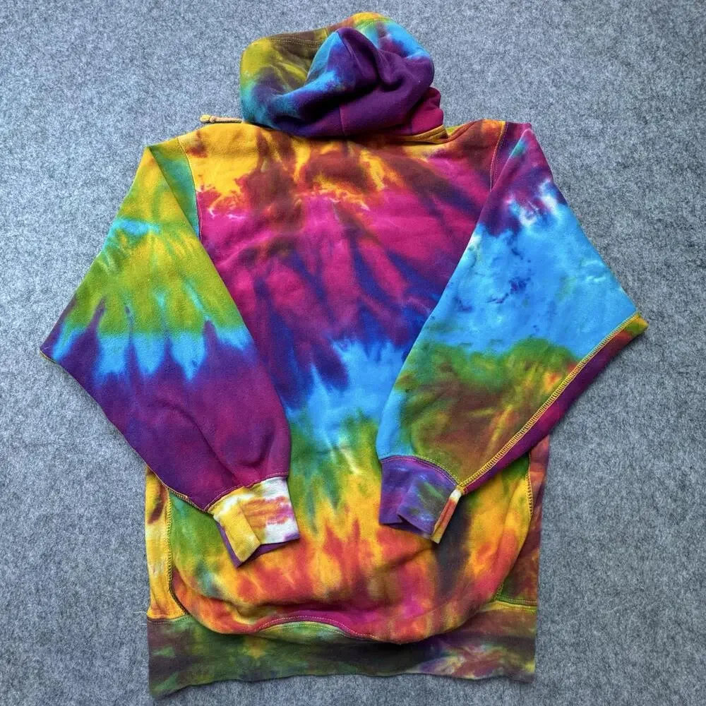 Vintage Mammoth Mountain Hoodie Mens Small Multicolor Tie Dye Fleece Pro-Weave